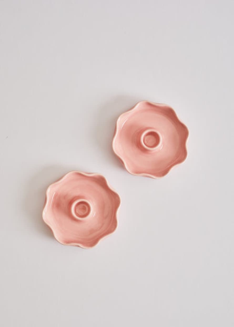 Heather Evelyn Scallop Pink Candle Holder