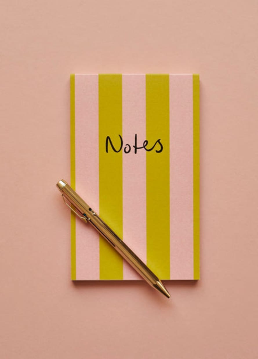 Heather Evelyn Green & Pink Stripe Notepad