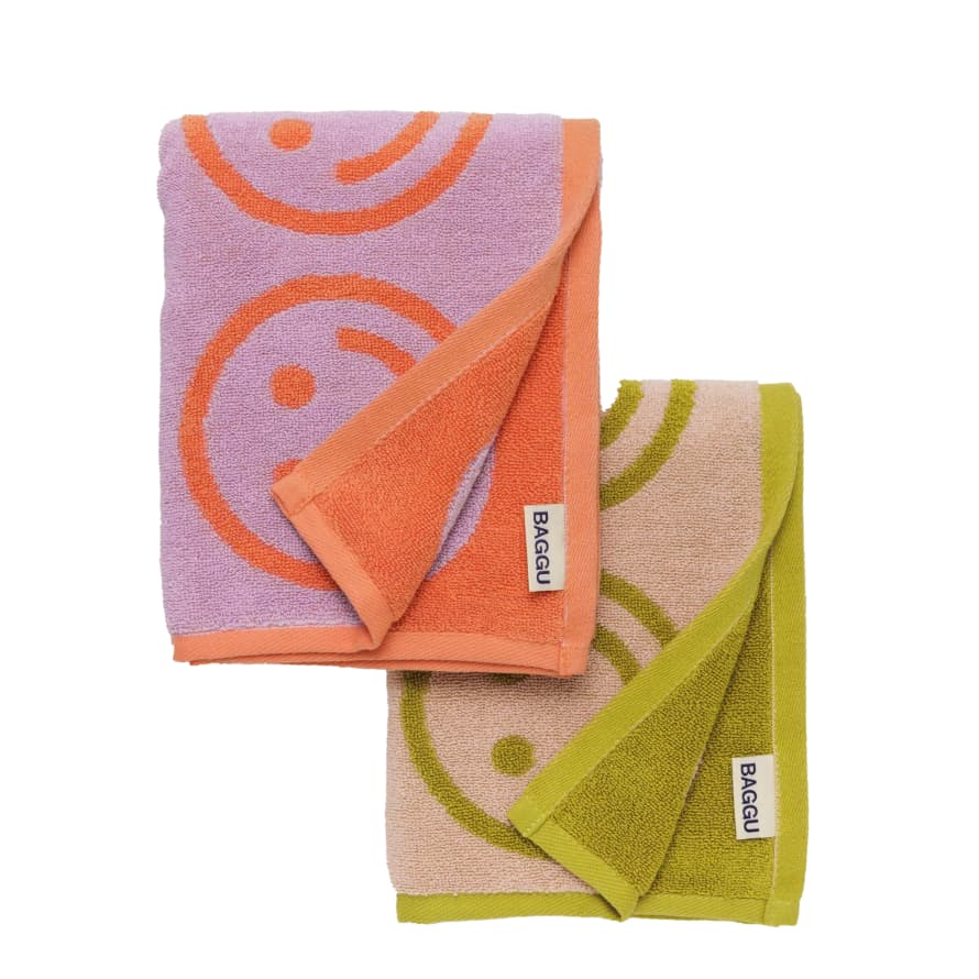 Baggu Set Of 2 Hand Towels - Happy Lilac Ochre