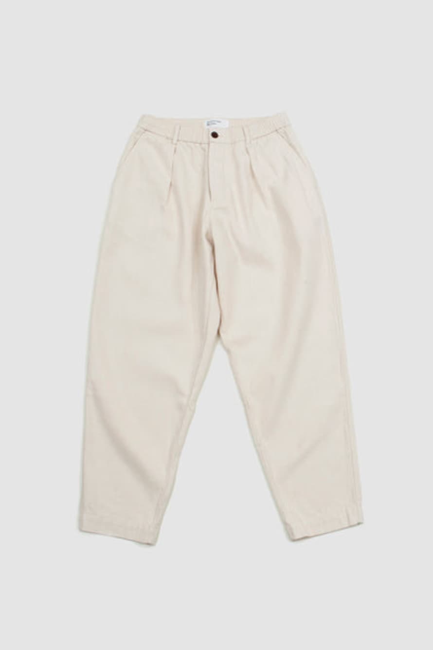 Universal Works Pleated Track Pant Ecru Recycled Cotton