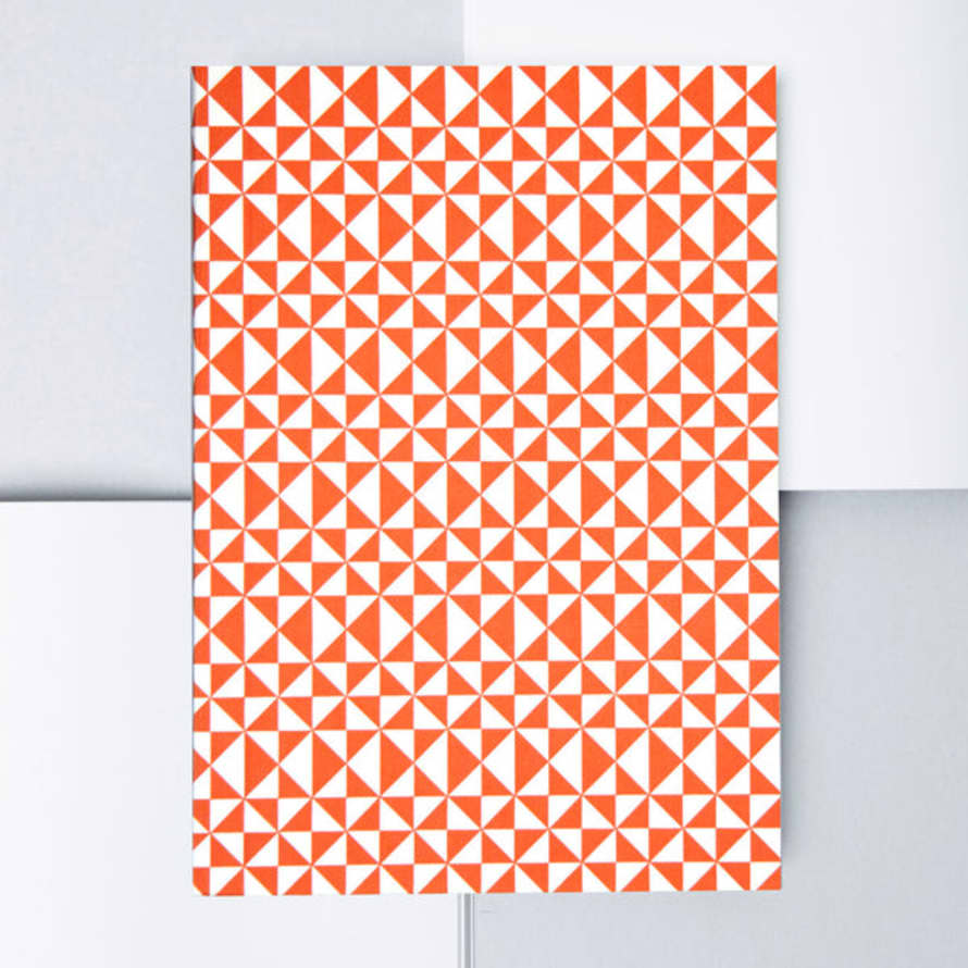 Ola Design Studio A5 Layflat Notebook Plain Pages - Kaffe Print In Brick Red