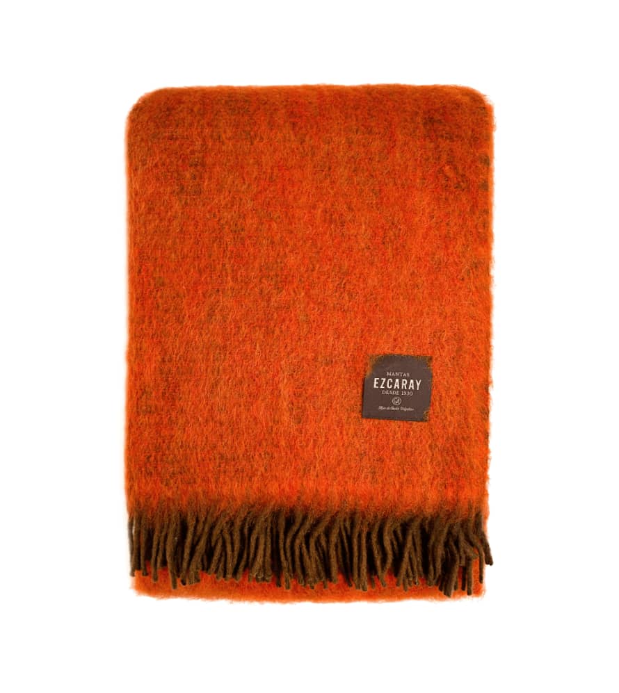 Ezcaray Orange Mohair Blanket Diana #2 130 x 200 