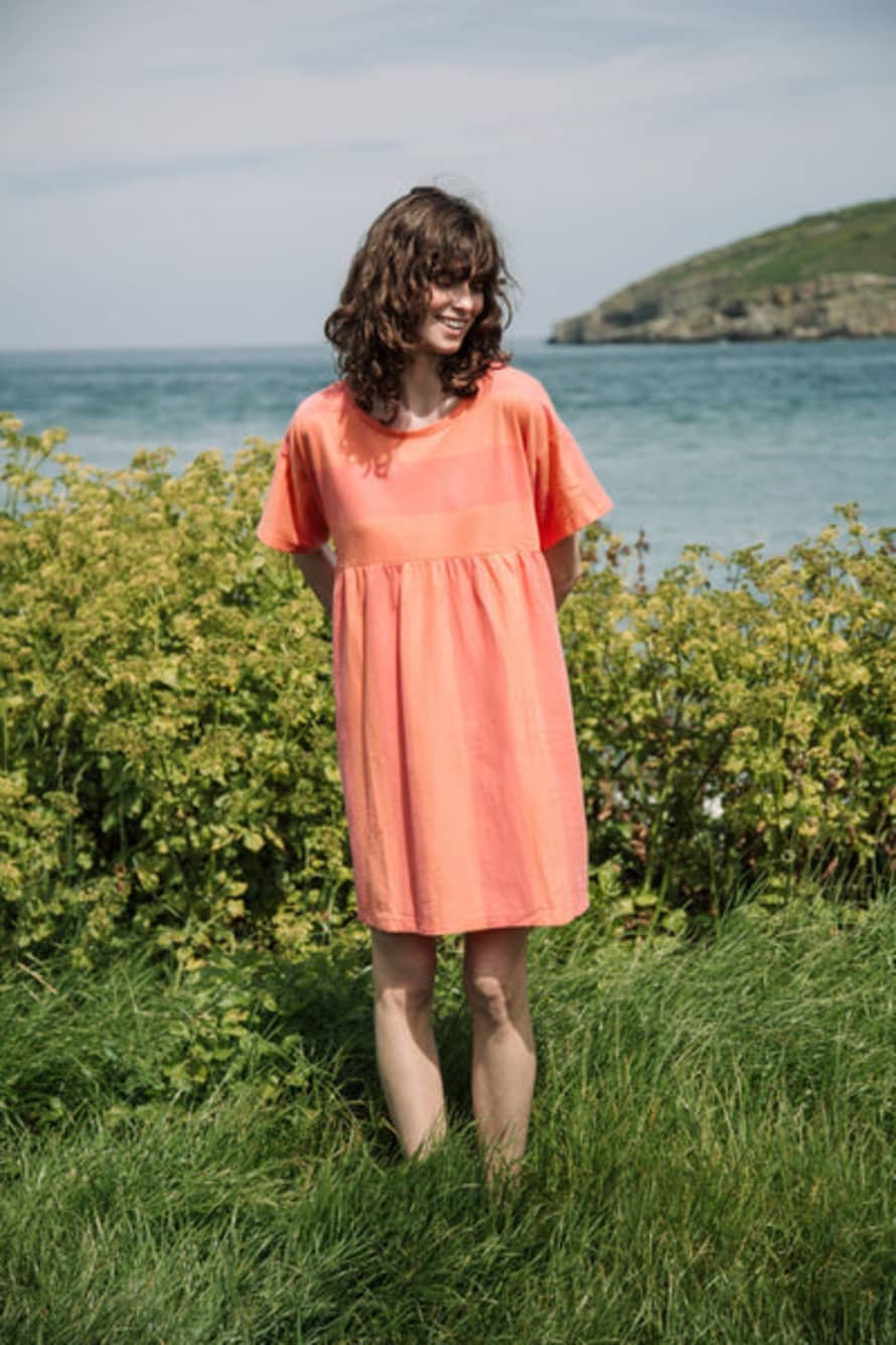 Beaumont Organic Lois-Sue Organic Cotton Dress In Coral and Apricot