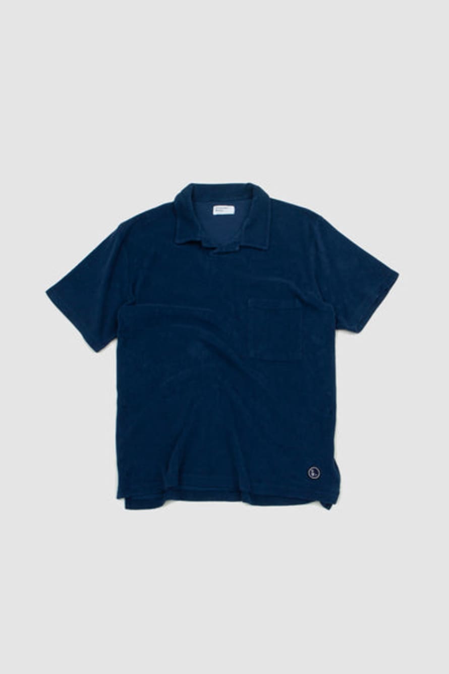 Universal Works Vacation Polo Navy Light Weight Terry