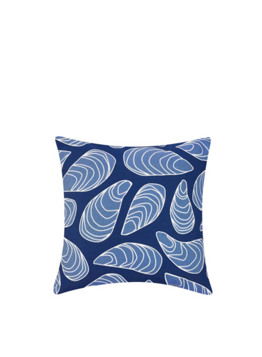 Peking Handicraft Blue Mussel Printed Cushion By Kate Nelligan