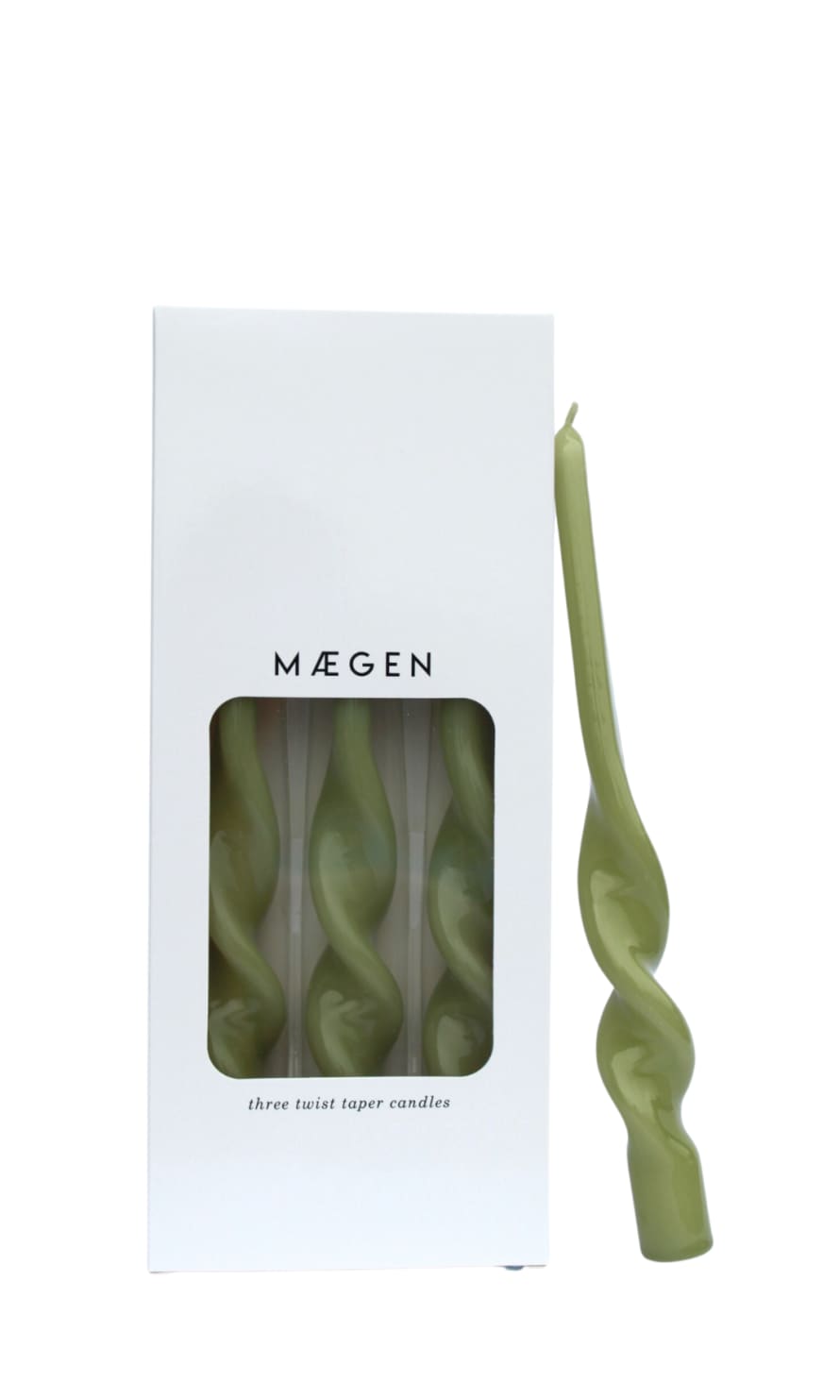 Maegen 25cm Twisted Taper Candles - Leaf Green