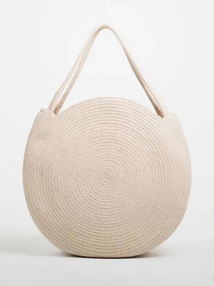 Ellyla Ellyla Ridhi Circular Cotton Shoulder Bag In Cream