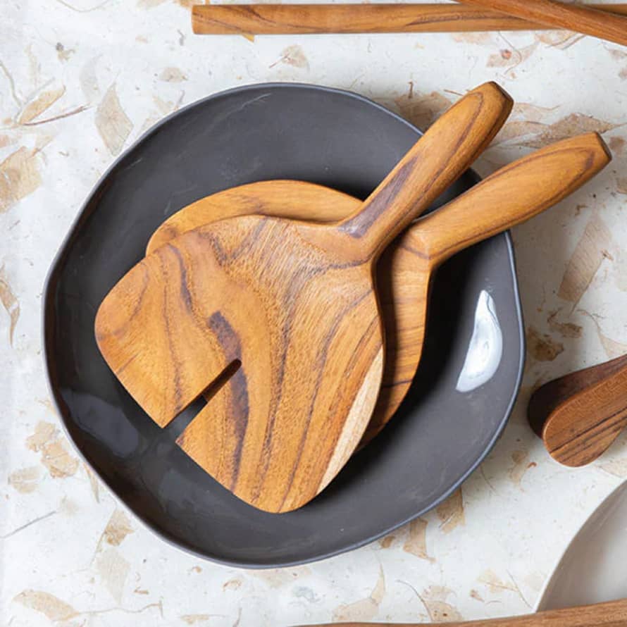 TUSKcollection Teak Wide Serving Paddles Set Of Two