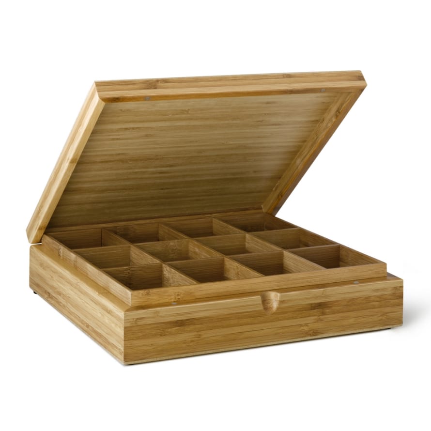 Bredemeijer Holland Tea Bredemeijer Tea Box With 12 Separate Inner Compartments And A Solid Lid Natural Bamboo