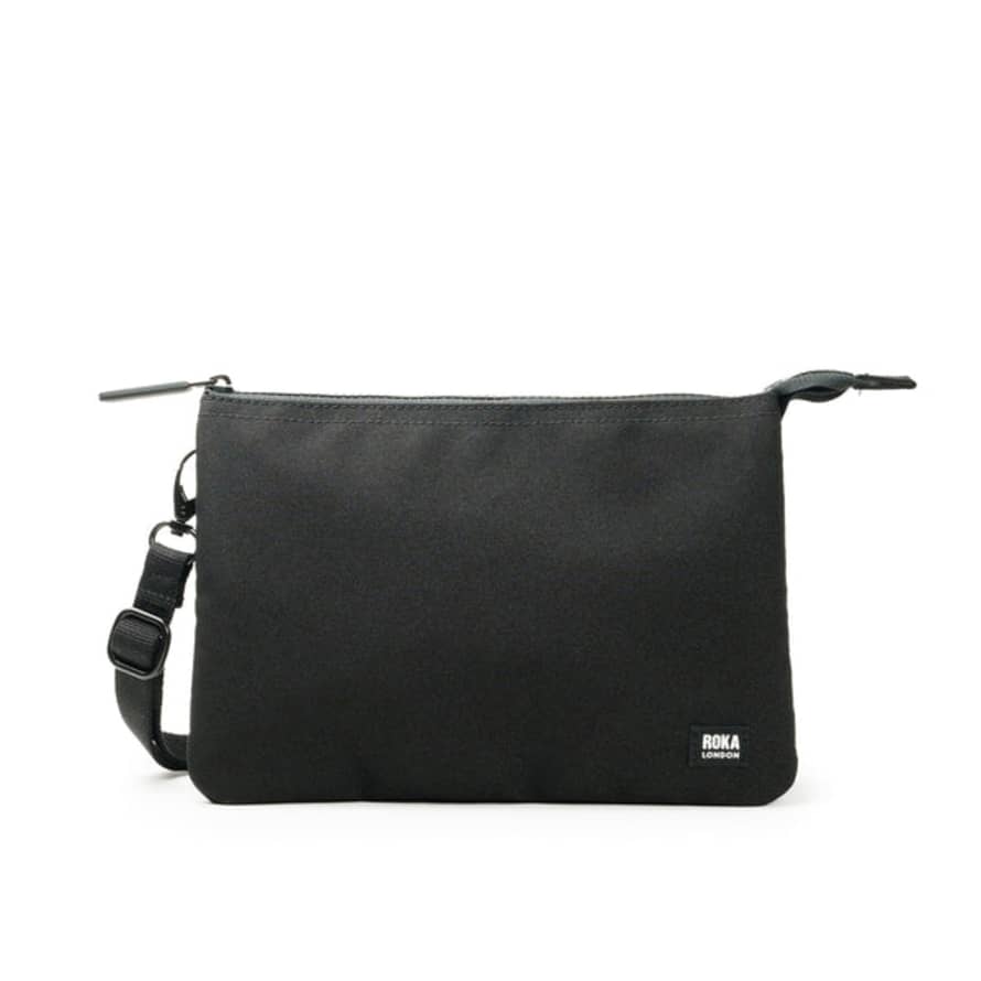 ROKA Carnaby Crossbody XL All Black Recycled Canvas Bag