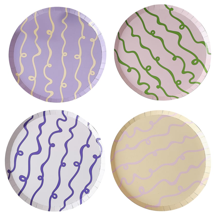 Ginger Ray Wavy Pastel Paper Plates