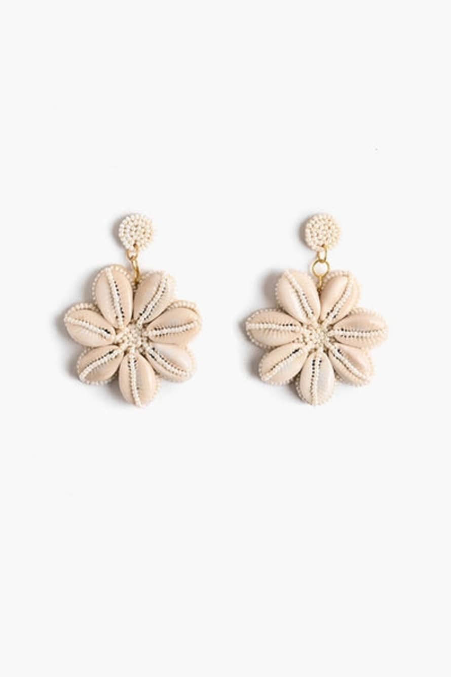 America & Beyond Floral Shell Handmade Beaded Earrings