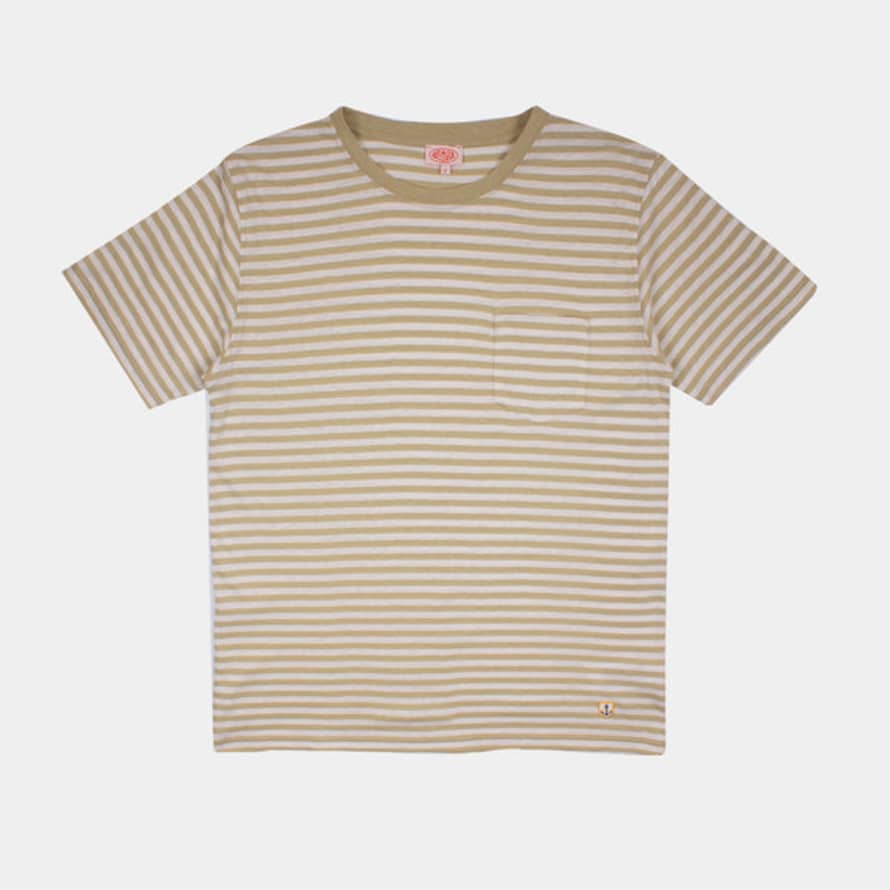 Armor Lux Heritage Stripe T-shirt - Pale Olive/natural