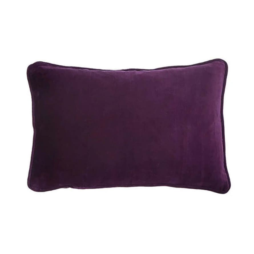 The Deco Shop Ltd Aubergine Velvet Cotton Cushion Cover, 33 X 50 Cm