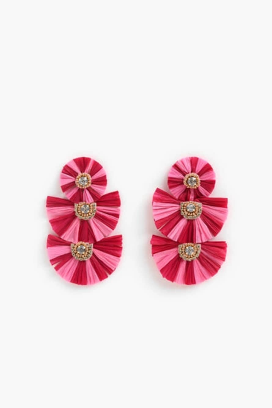 America & Beyond Pink Raffia Handmade Earrings