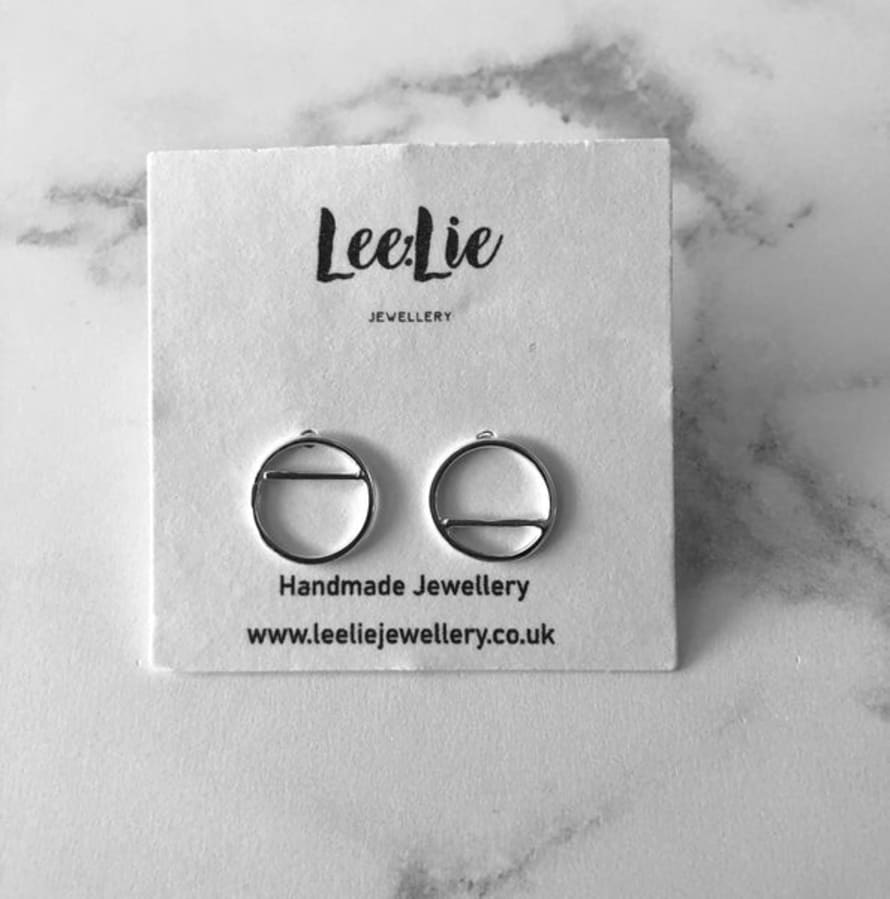 Lee:Lie : Connect Small Hoop Stud Earrings (horizontal Line)