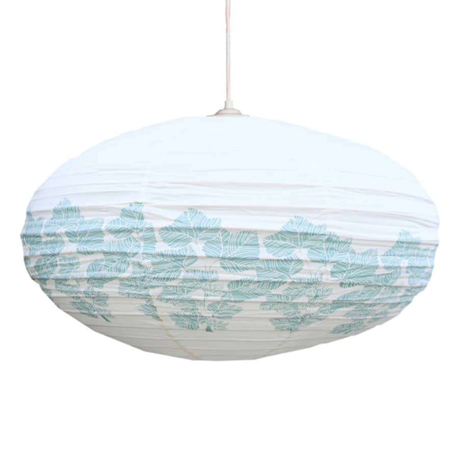 Curiouser and Curiouser Large 80cm Cream & Teal Vine Cotton Pendant Lampshade