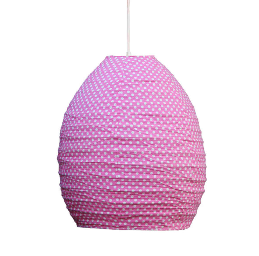 Curiouser and Curiouser Egg 35cm Pink & Cream Mini Dot Cotton Pendant Lampshade