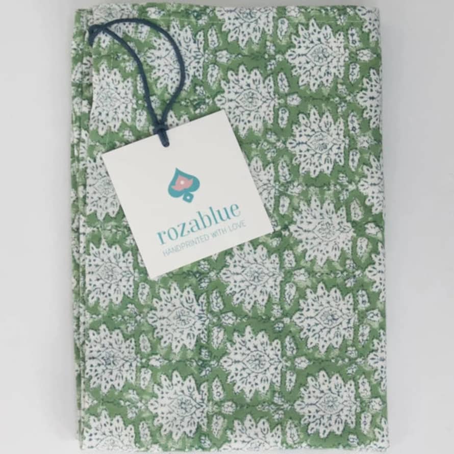 Rozablue Block Print Tea Towel - Green
