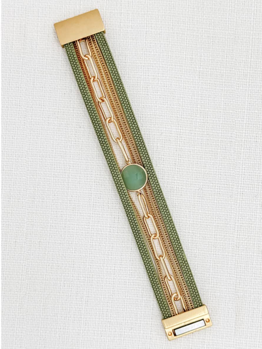 Envy Magnetic Bracelet Green & Gold