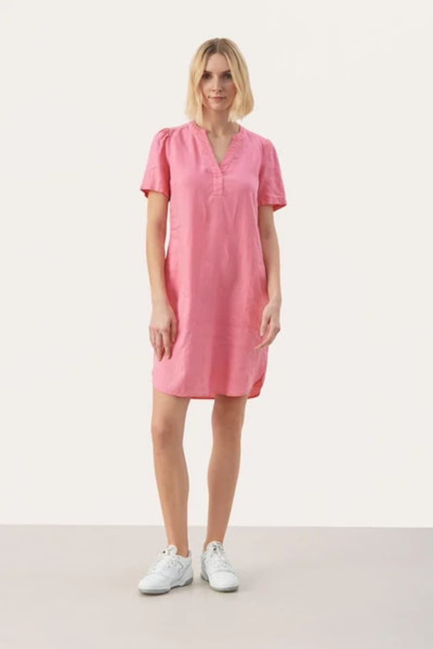 Part Two Aminase Linen Dress Morning Glory Pink