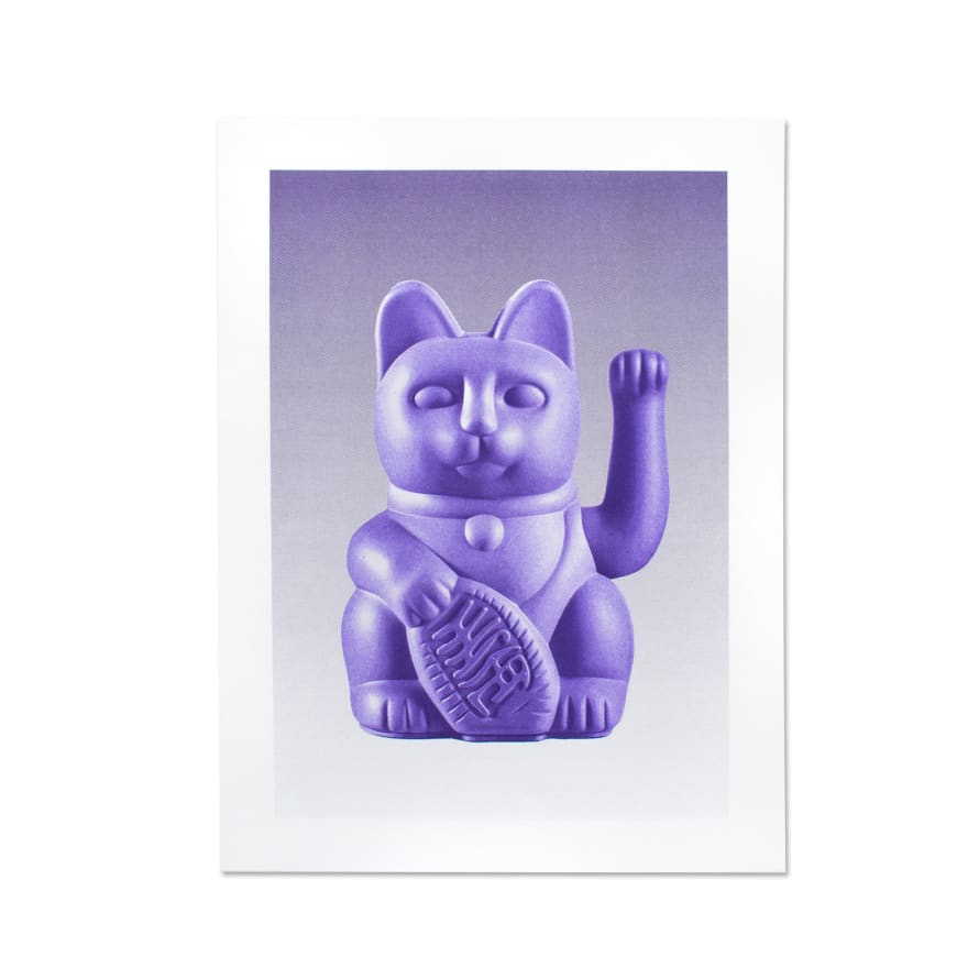 Donkey Products Lilac Lucky Cat Risograph Art Print