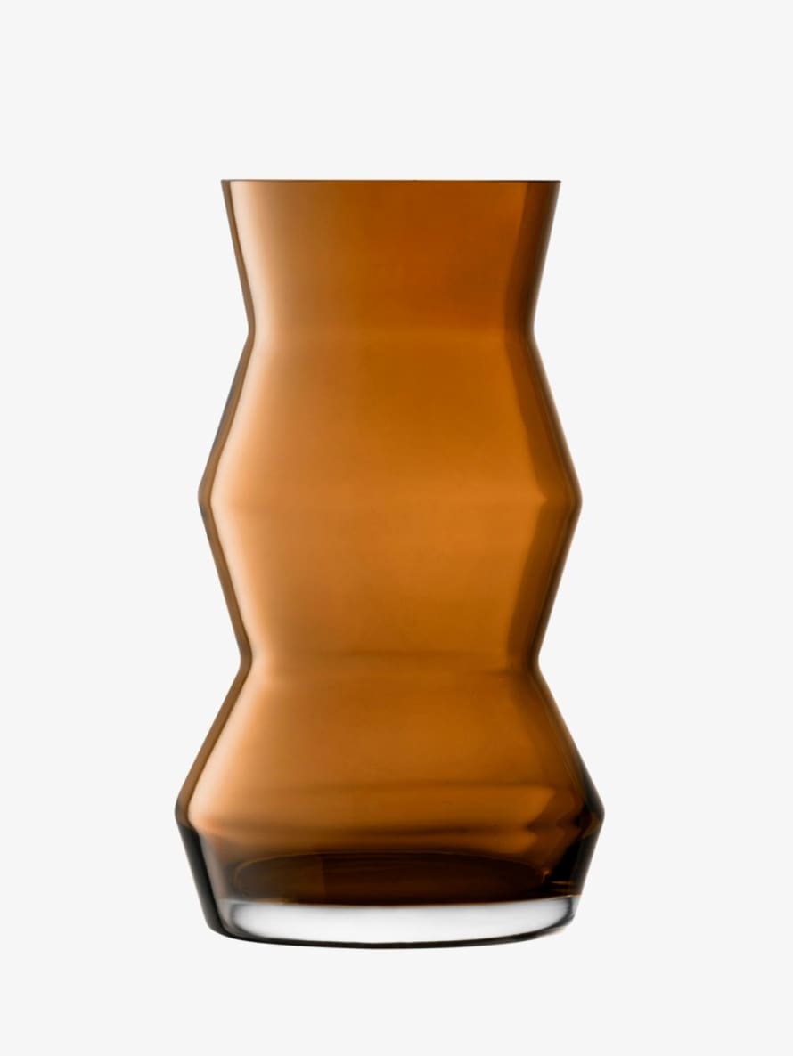 LSA International Cognac Mouthblown Glass 36cm Sculpt Vase/Lantern 