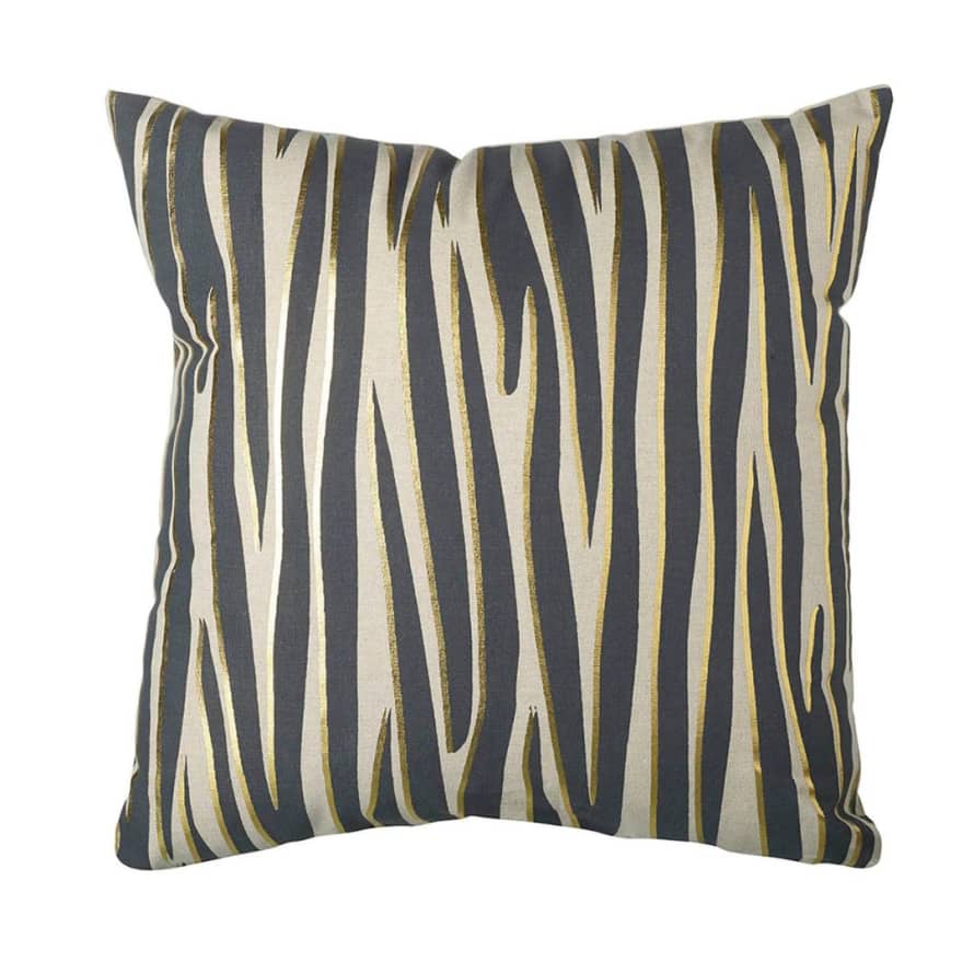&Quirky Wild Side Black & Gold Zebra Print Cushion