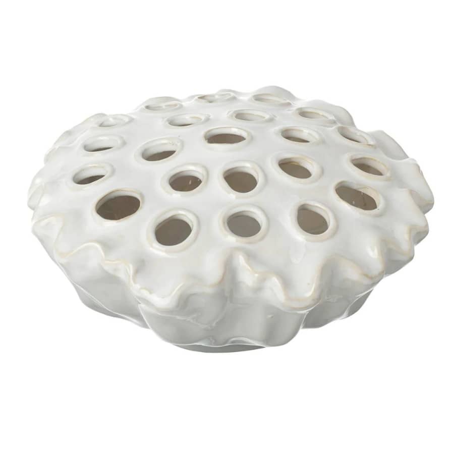 &Quirky Multi Bud White Ceramic Shallow Vase