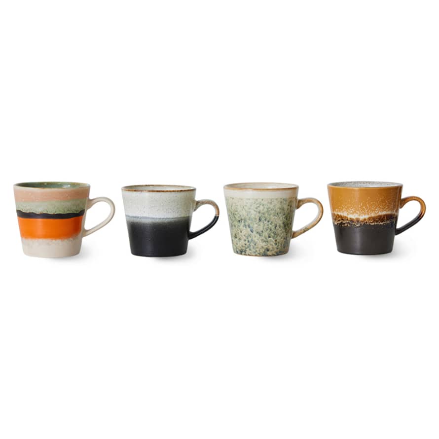 HK Living Set of 4 Verve 70s Ceramics Cappuccino Mugs 