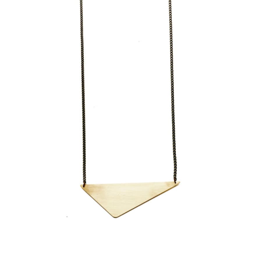 Just Trade  Geometric Brass Offset Triangle Necklace