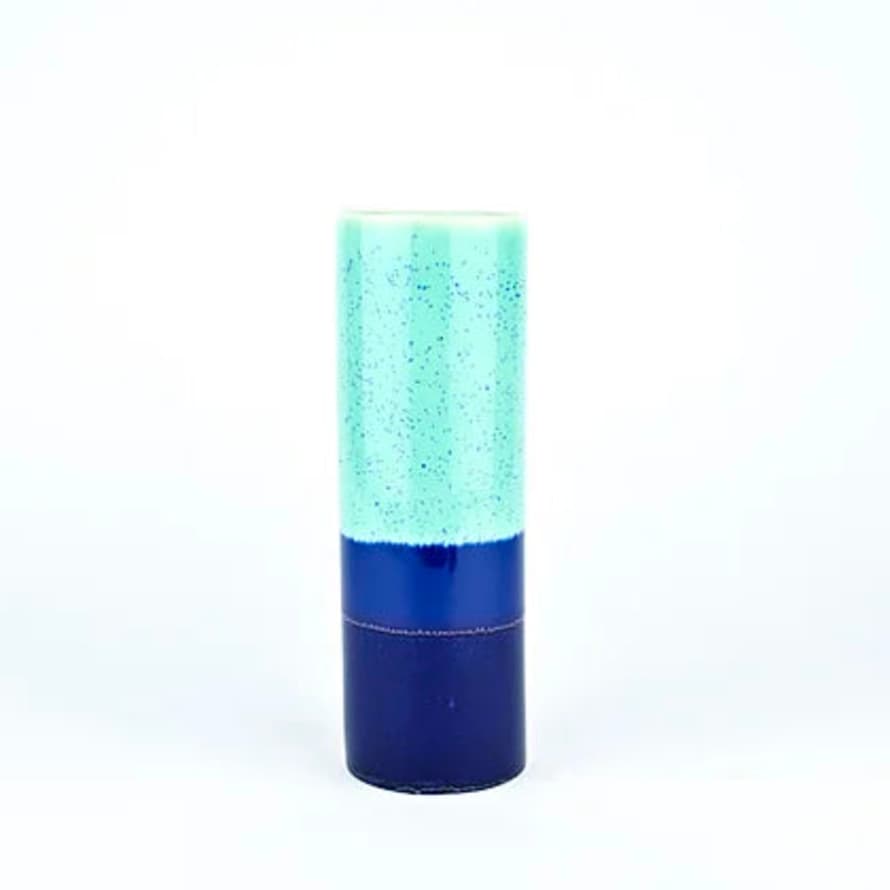 SGW Lab Cylinder Vase In Aqua & Purple