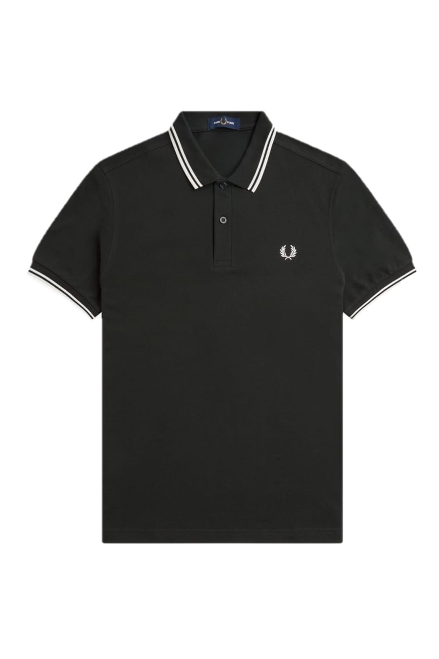 Fred Perry Slim Fit Twin Tipped Polo Night Green / Snow White / Snow White