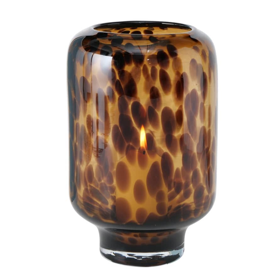 &Quirky Glass Leopard Print Candle Holder