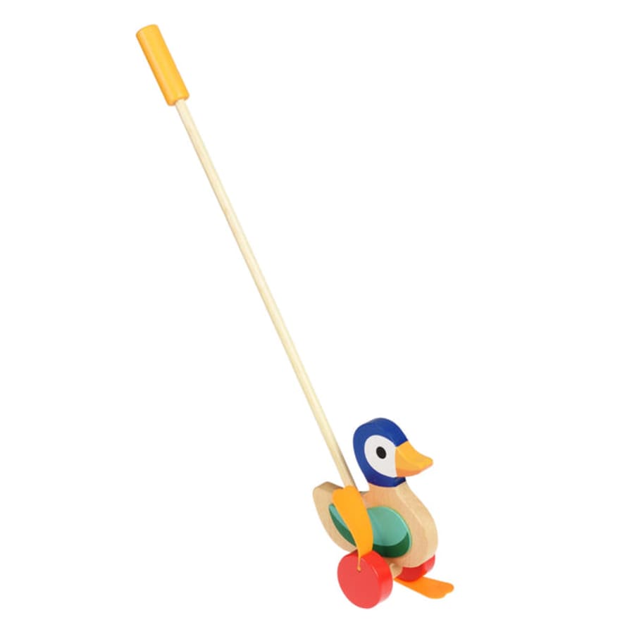 Rex London Wooden Push Along Flapping Duck Toy