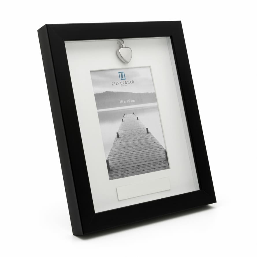 Zilverstad Holland Zilverstad Photo Frame With Ashes Holder And Heart Detail In Black Size 10x15cm