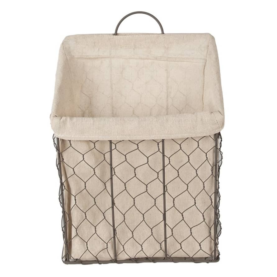 clayre & Eef Storage Basket 23x9x37 cm. Brown Iron and Beige Textile