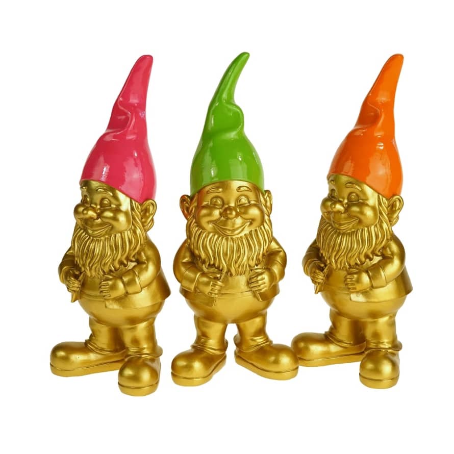 Werner Voss Medium Golden Gnome Figure : Pink, Green or Orange