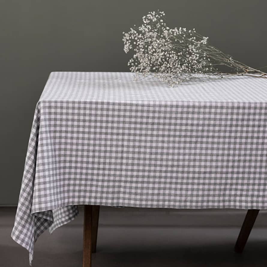 TUSKcollection Cotton Table Cloth With Grey Check 140x250cm