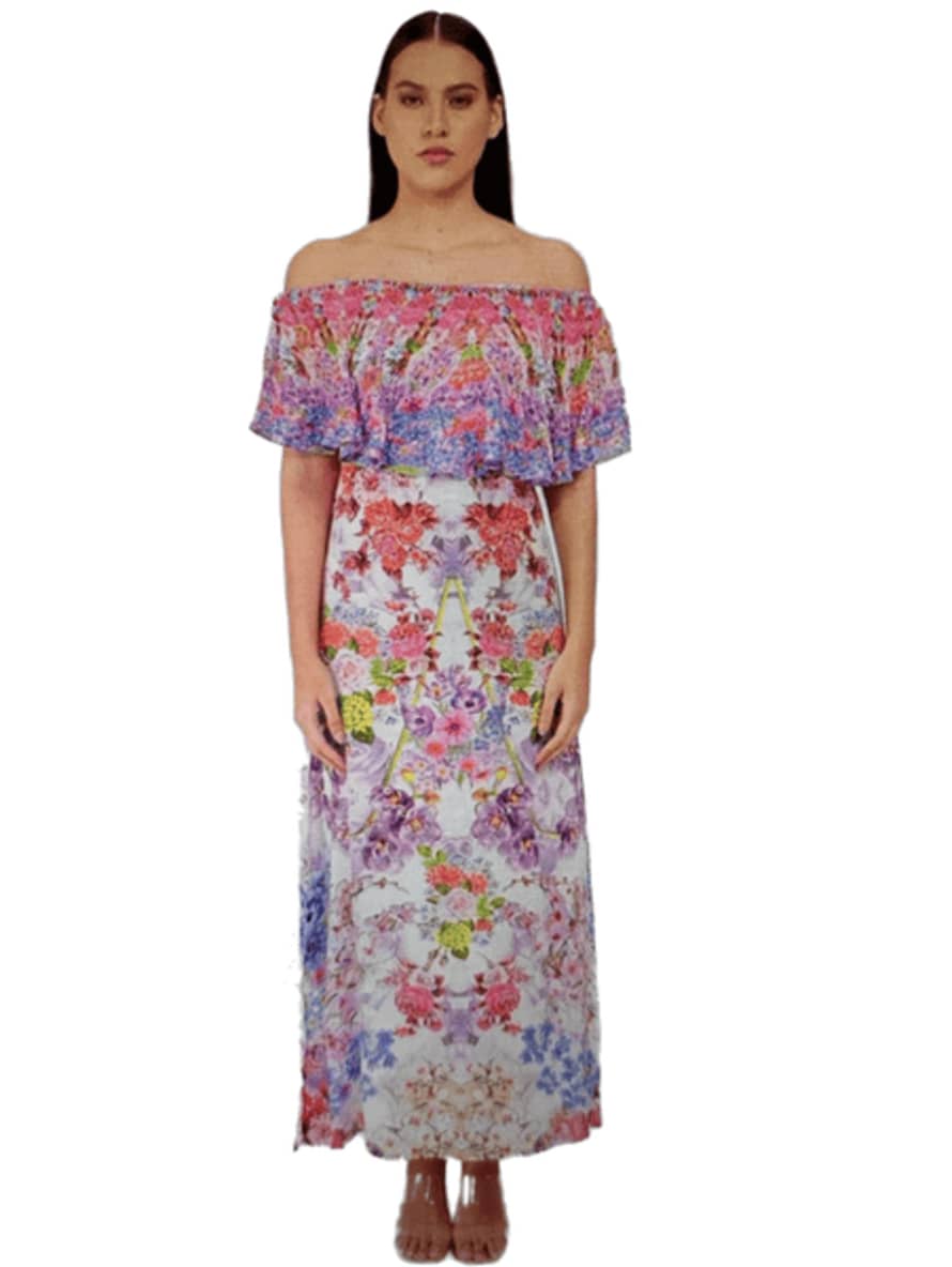 Inoa Como Ladybell Off The Shoulder Lilac Maxi Dress With Crystals