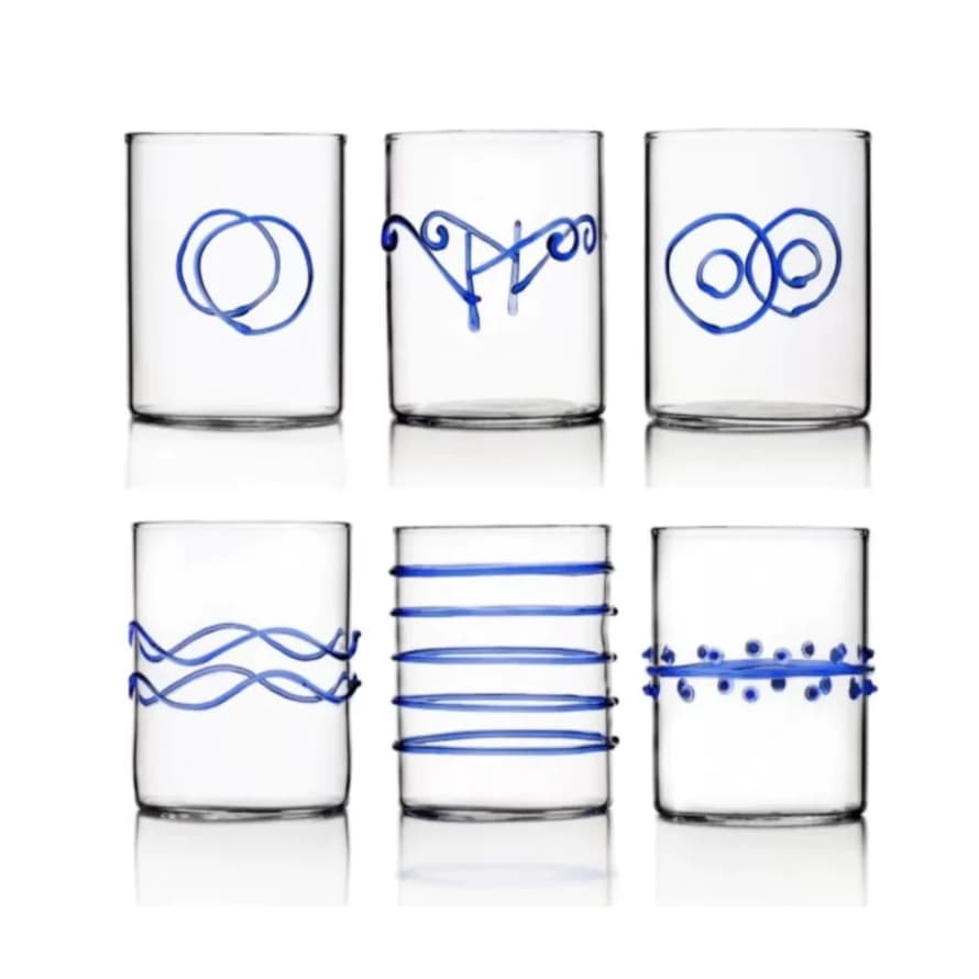 Ichendorf Milano DECO Blu 6pcs Water Glass assorted
