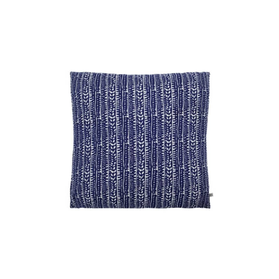 House Doctor Indigo Blue Leaf Block Cushion Cover, 50 X 50 Cm