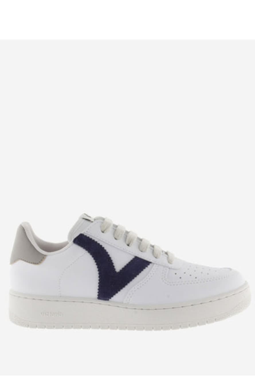 VICTORIA 1985 Madrid Contrast Detail Faux Leather Trainers In Navy 1258201