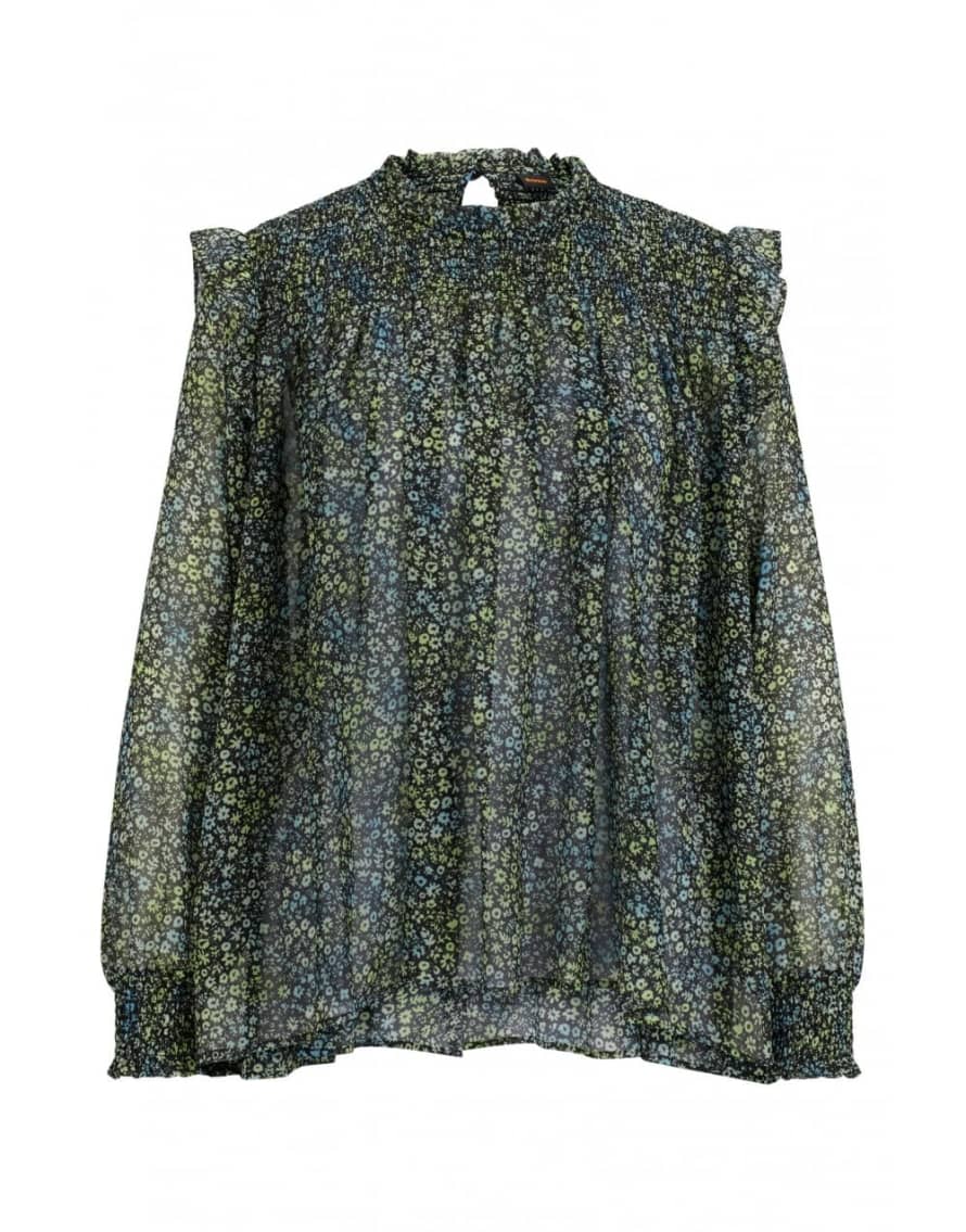 Boss Boss C Baccina Floral Elasticated Cuff Blouse Size: 14, Col: Green