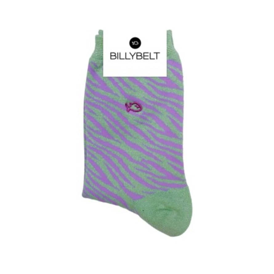 BILLYBELT Calcetines Glitter zebra light green and purple