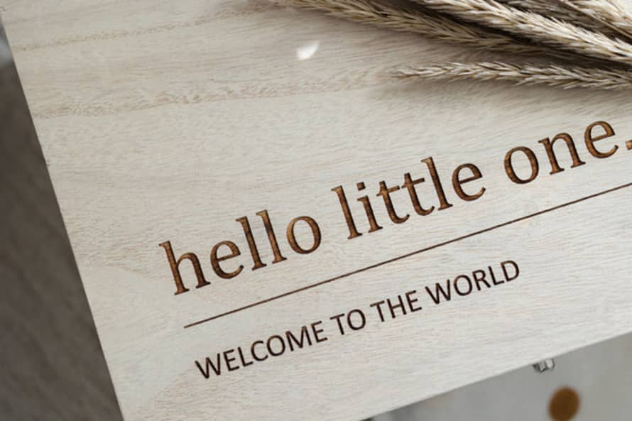 Fox & Bramble Hello World Wooden Baby Box - Small