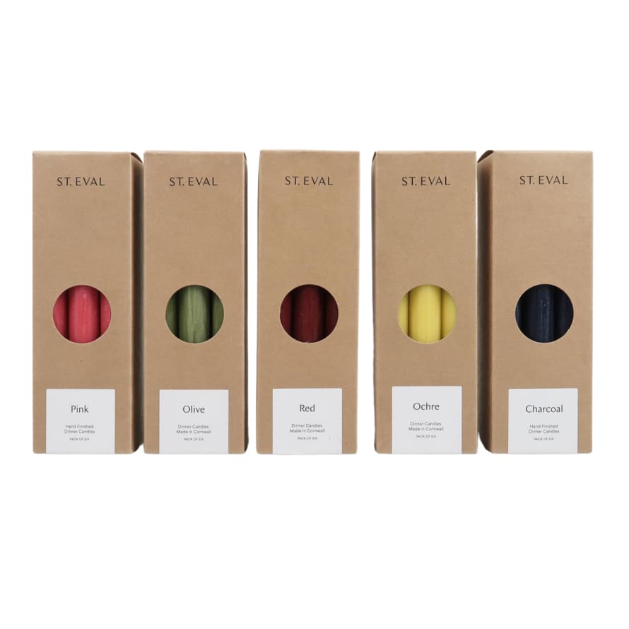St Eval Candle Company 5 x Boxes of 6 Coloured Dinner Candles - Set 2