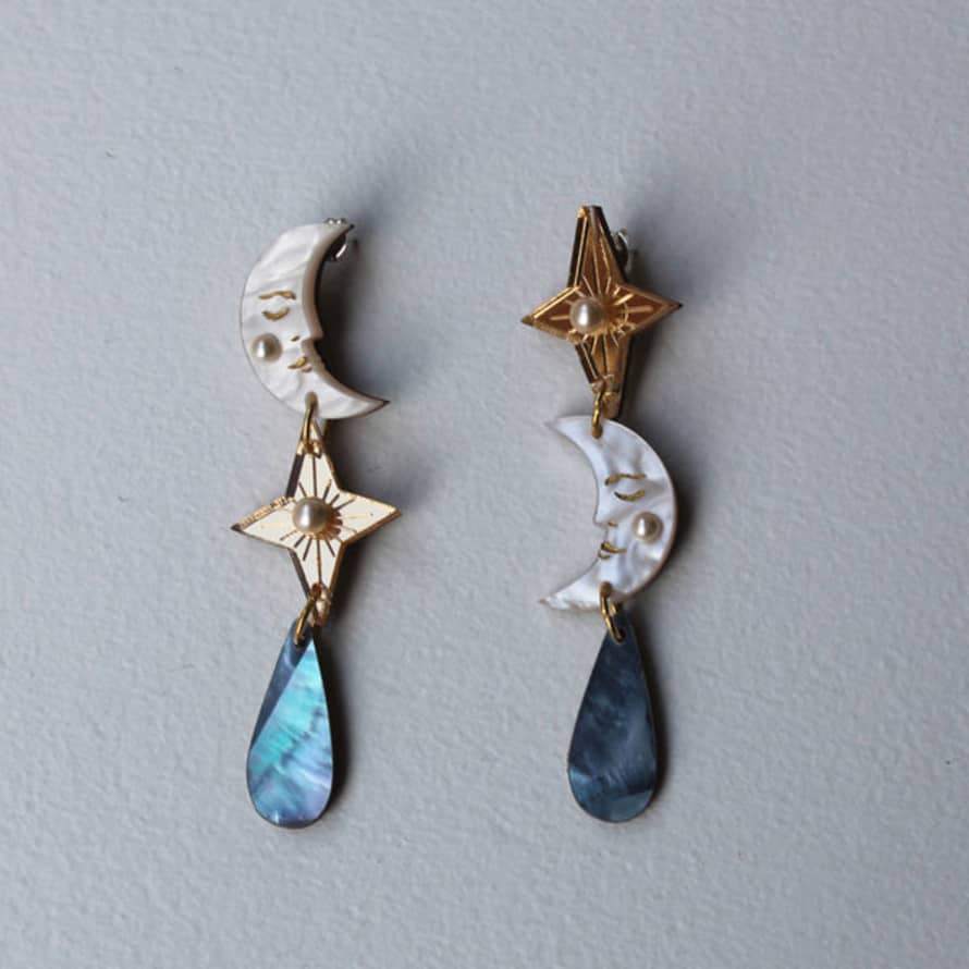 Wolf & Moon Celestial Earrings