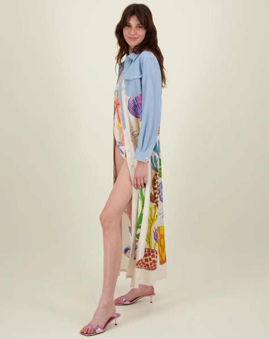 ME 369 Elena Combined Denim Shirt Dress - Magic Ocean