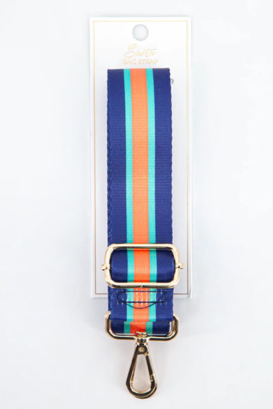 MSH Contrasting Colourblock Striped Bag Strap In Orange & Navy